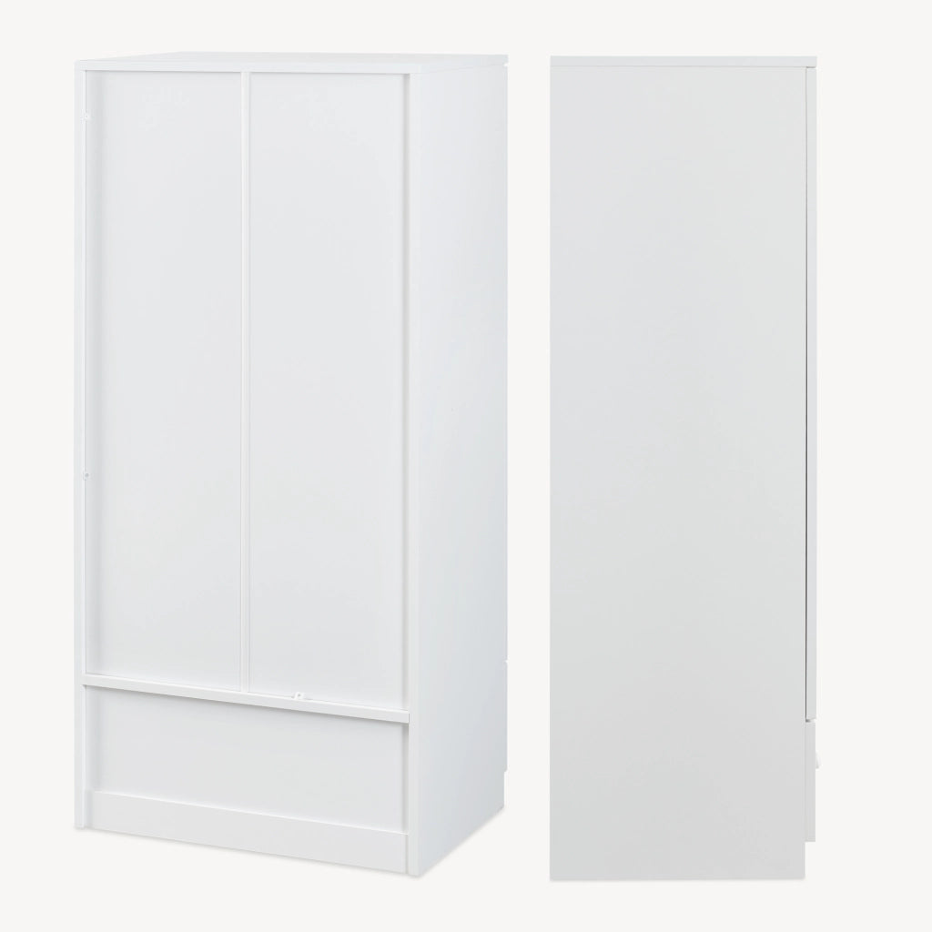 Armadio Beldinupp per Cameretta a 2 Ante e Cassetto 123 x 60 x 40 cm - Bianco [en.casa]