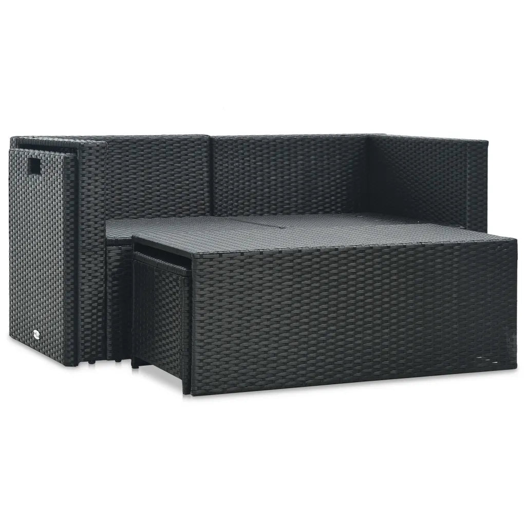 Set Divani da Giardino 6 pz con Cuscini in Polyrattan Nero 47809