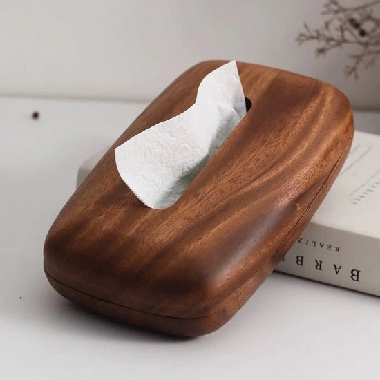 Scatola per tessuti - Supporto tessuto quadrato - Scatola tessuto quadrata - Supporto tessuto quadrato in plastica - Cassetto in legno di noce - Con finitura liscia - Con magneti - Per tavolo da pranzo - Bagno - Ufficio - Cassetti notturni