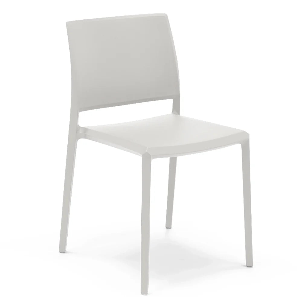 Sedia in polipropilene MEGAN, impilabile, resistente ai raggi UV, design moderno, ideale per sala da pranzo, cucina, sala d’attesa, bar, ristoranti o giardino, colore Bianco