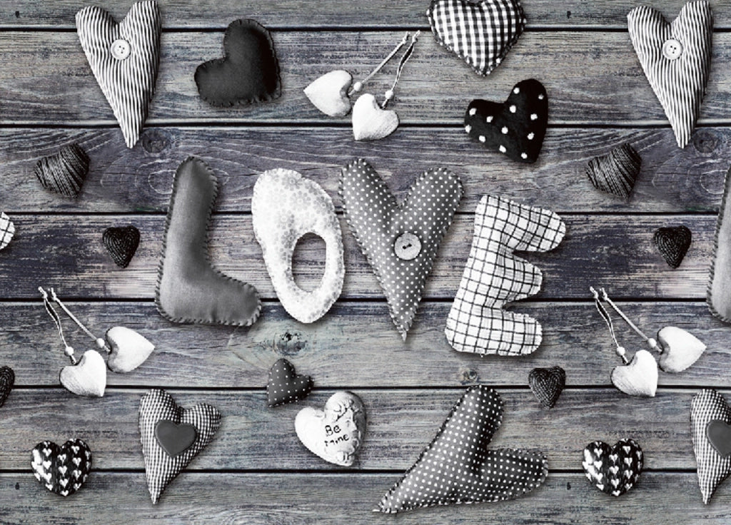 Tappeto Passatoia Antiscivolo Con Stampa Digitale Dis. Love Grigio - 50x90 - Love Grigio