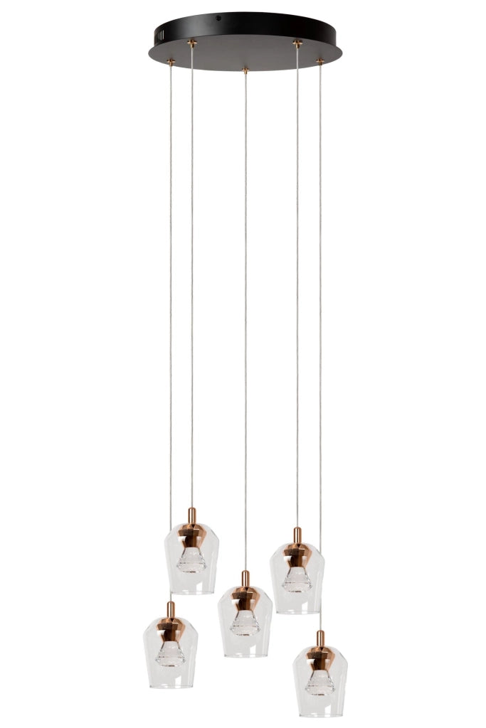 Lampada a sospensione BERLIANE LED 5 luci oro nero Lucide