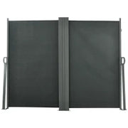 Paravento Laterale Doppio, Retrattile, 6L x 1.60H m, Poliestere Anti-UV, Grigio