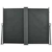 Paravento Laterale Doppio, Retrattile, 6L x 1.60H m, Poliestere Anti-UV, Grigio