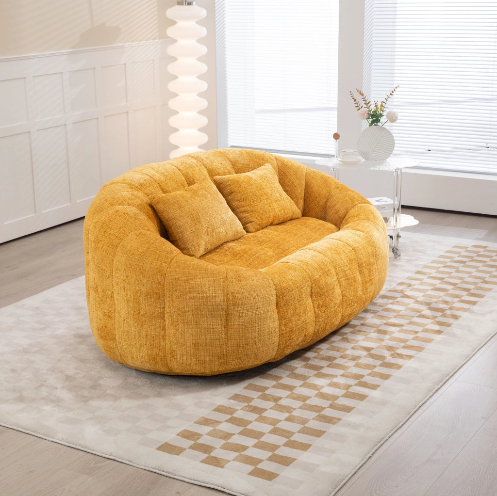 POLTRONA Lounge 150x95x63 cm in Chenille Gialla con Braccioli