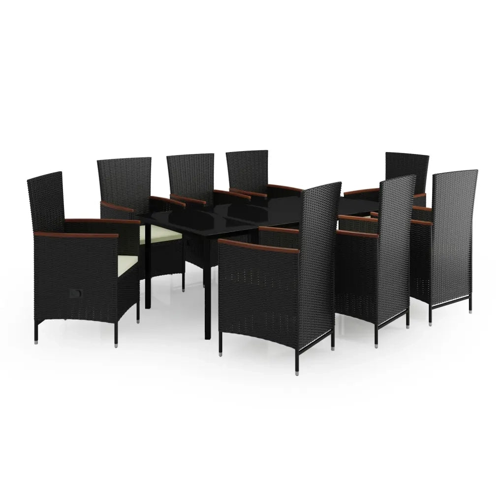 Set Mobili da Pranzo da Giardino 9 pz con Cuscini Nero cod mxl 38739