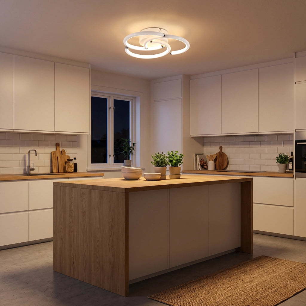 ZMH Lampada da Soffitto LED 24W 3000K Bianca Anelli Moderna in Metallo per Sala da Pranzo Camera Bambino Ufficio