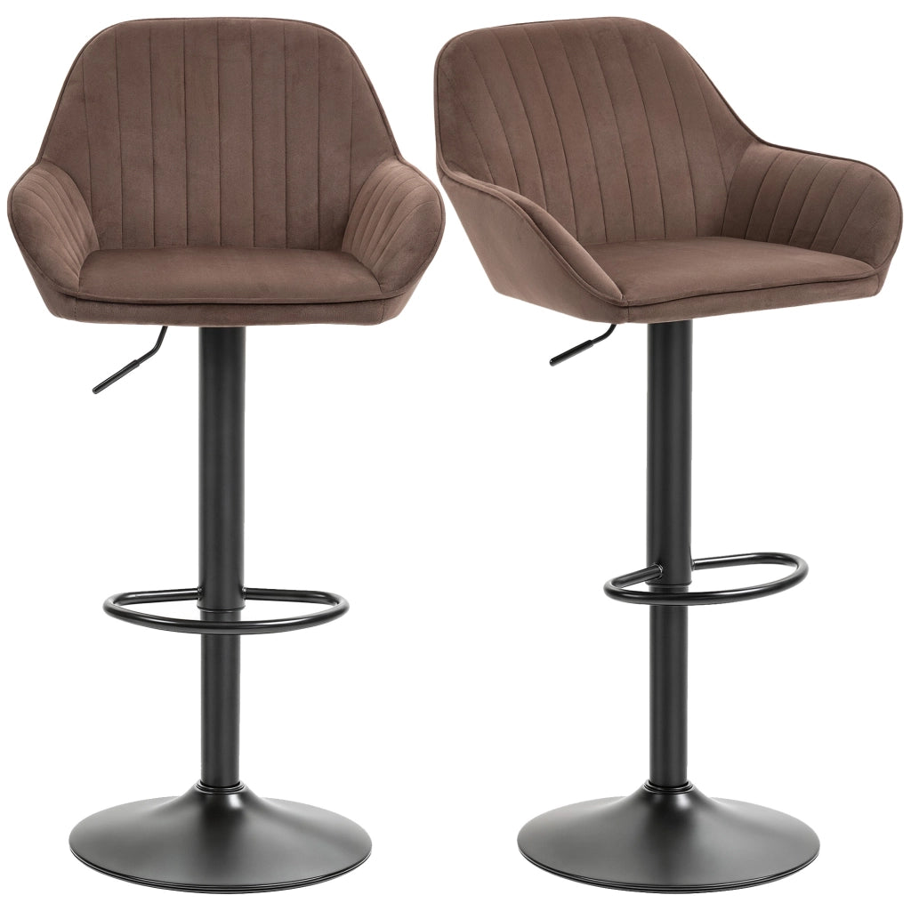 Sgabelli da Bar Girevoli con Altezza Ajustable e Schienale ¨C Zephmum ¨C Velluto Marrone 62-83 cm