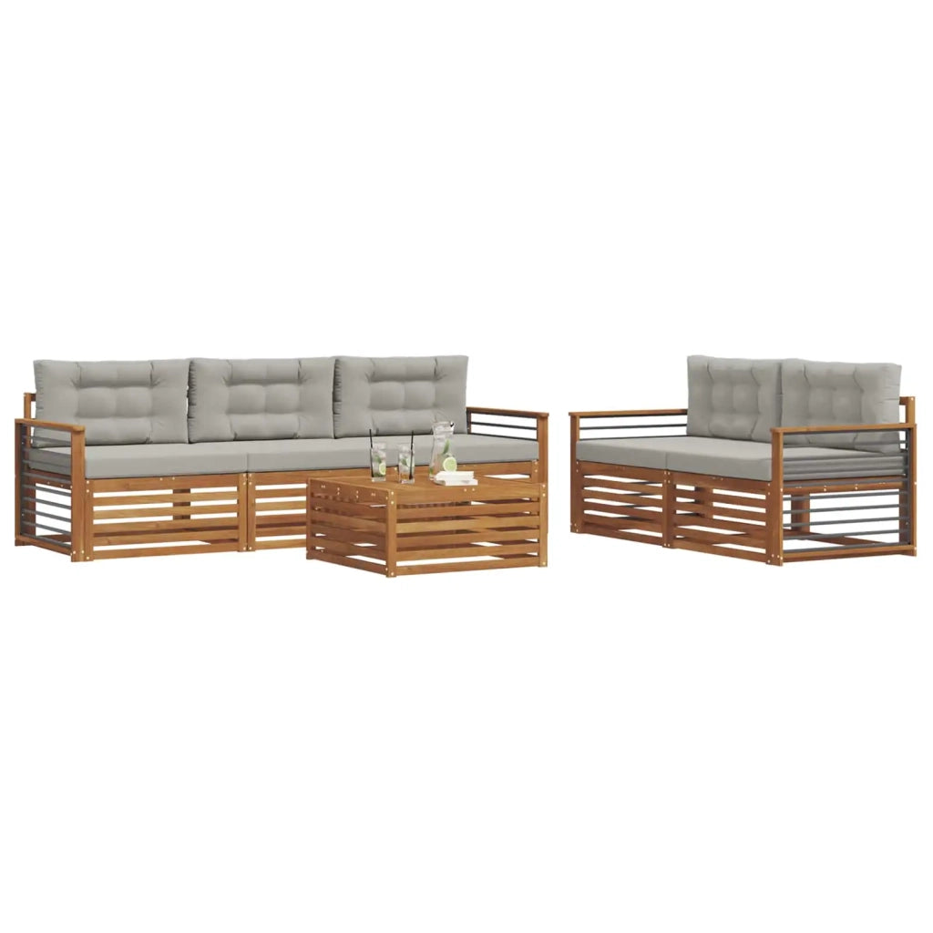 Set di divani da esterno 6 pcs Grigio Naturale e Chiaro 3373031