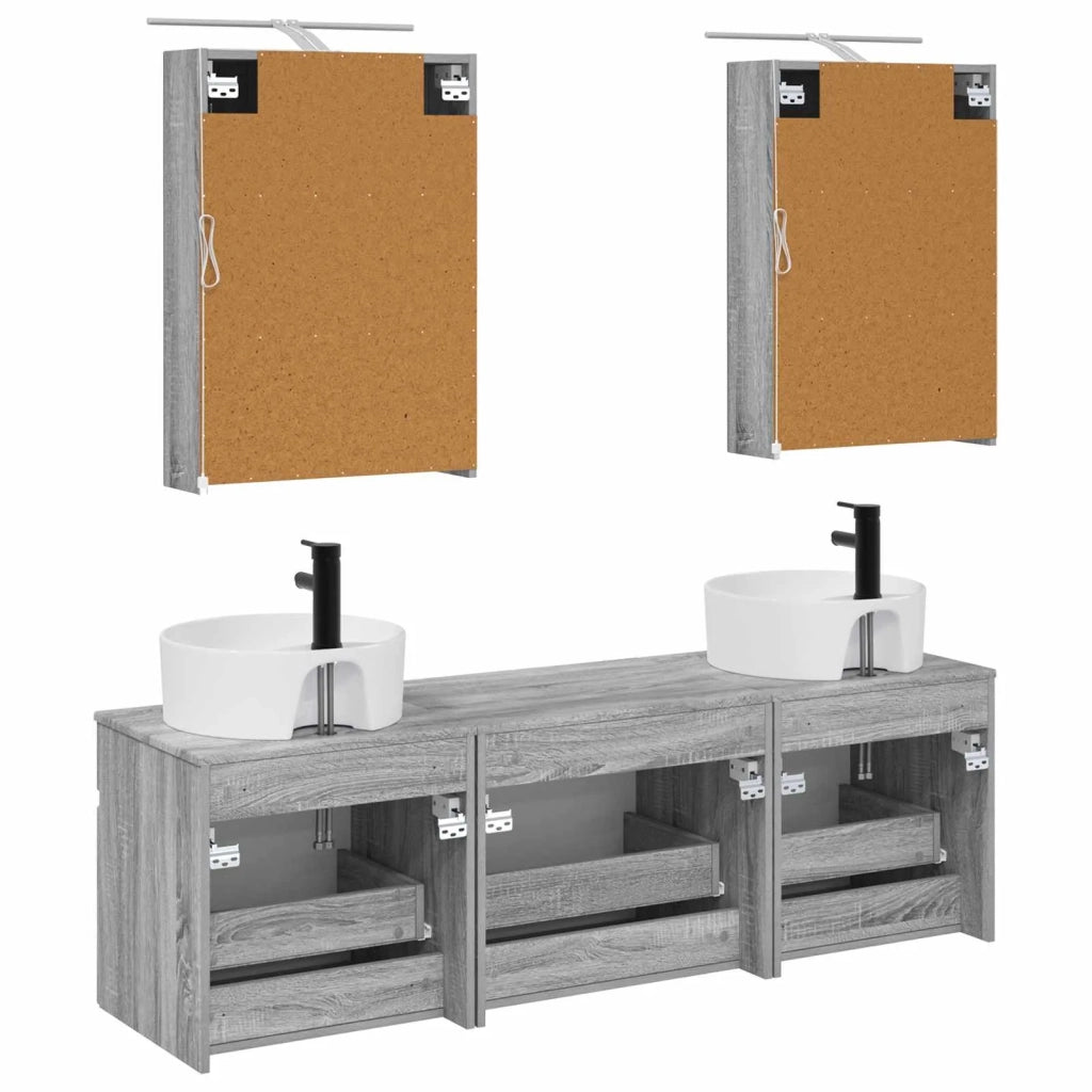 Set di Armadi da Bagno 5 pcs Sonoma grigio 50 x 14,5 x 70 cm 3406596