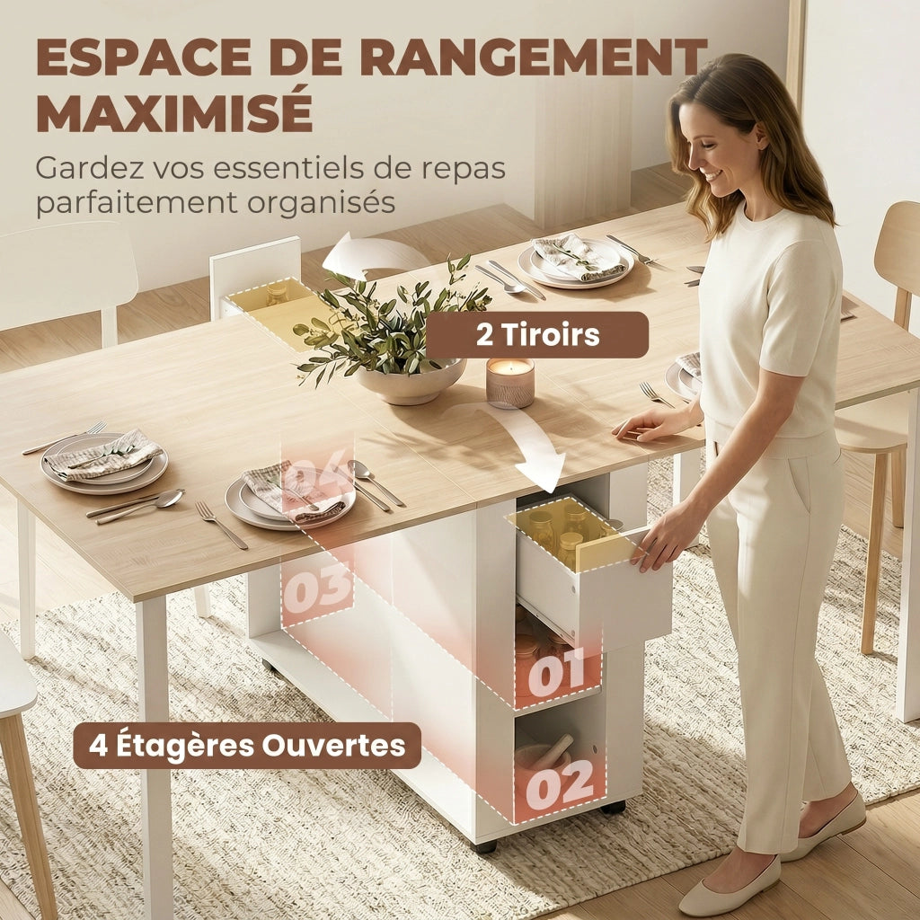 Tavolo da pranzo pieghevole allungabile per 6 persone ¨C Minimal ¨C Bianco