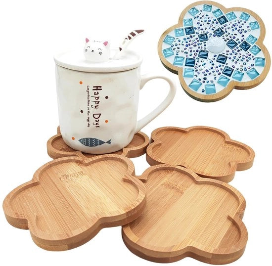 Onderzetters per bamboemozaïek - Leve bodems per decorazione, set di base per mozaïco, contenitori e piante, tavoliere per arte (fiori), 4-pack