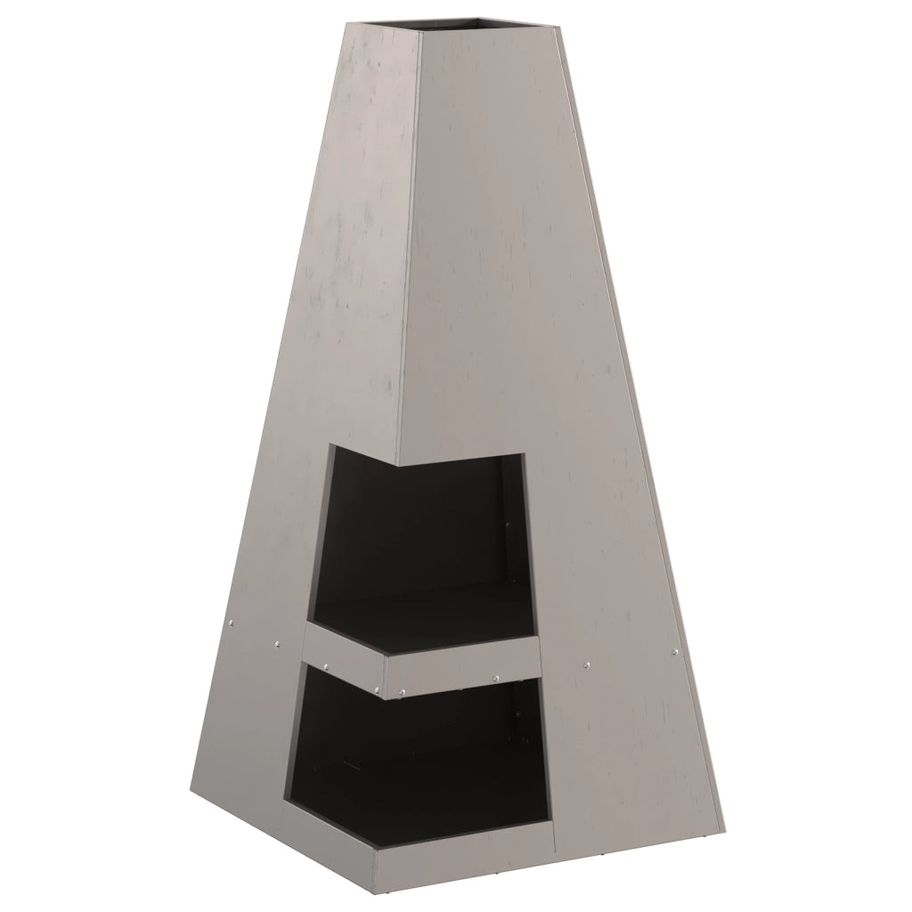 Braciere con Stoccaggio per Legna 50x50x100 cm Acciaio Inossidabile