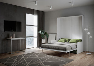 Letto Matrimoniale A Scomparsa 160 Kentaro Con Divano Bianco Frassino e Verde