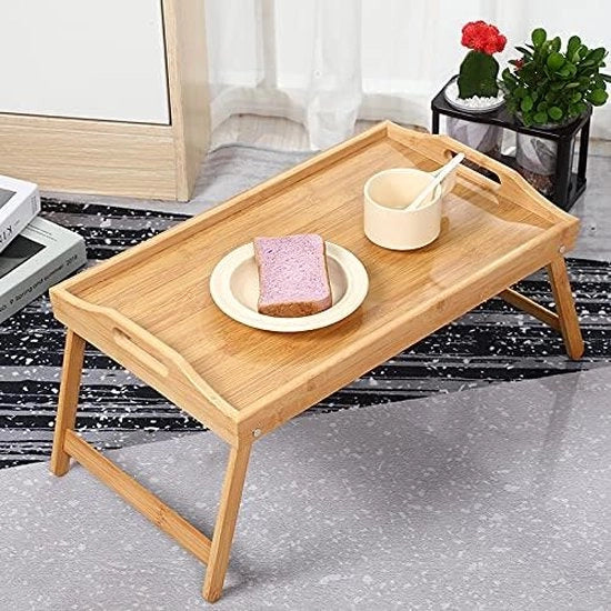 Tavolo da letto pieghevole, tavolo da notte per letto, tavolo da colazione con gambe ripiegabili 56 x 30 x 24 cm