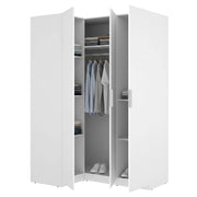 Armadio Camera da Letto Reeves, Guardaroba 3 Ante Appendiabiti, 95x142 cm Bianco