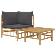 Set Salotto da Giardino 2pz | Set di Mobili da Esterno con Cuscini Grigio Scuro Bamb¨´