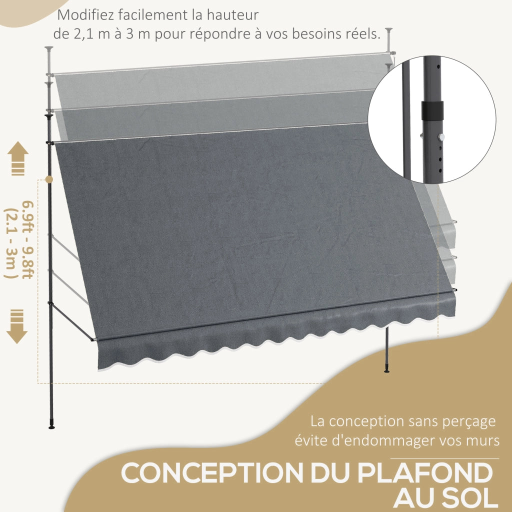 Appendiabiti autoportante retrattile ¨C zephmum ¨C grigio scuro 350x120x210-300 cm