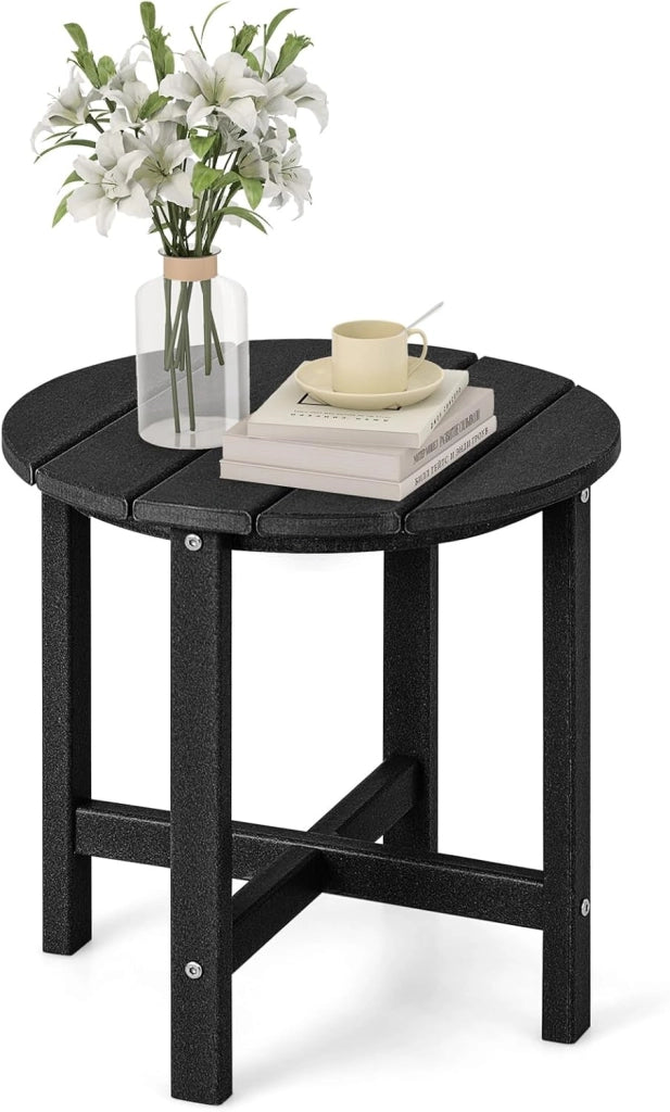 Tavolino da balcone da giardino, piccolo, resistente alle intemperie, balcone, in HDPE, resistente ai raggi UV, portatile, fino a 100 kg, piccolo tavolo per esterni, 46 x 46 x 46 cm