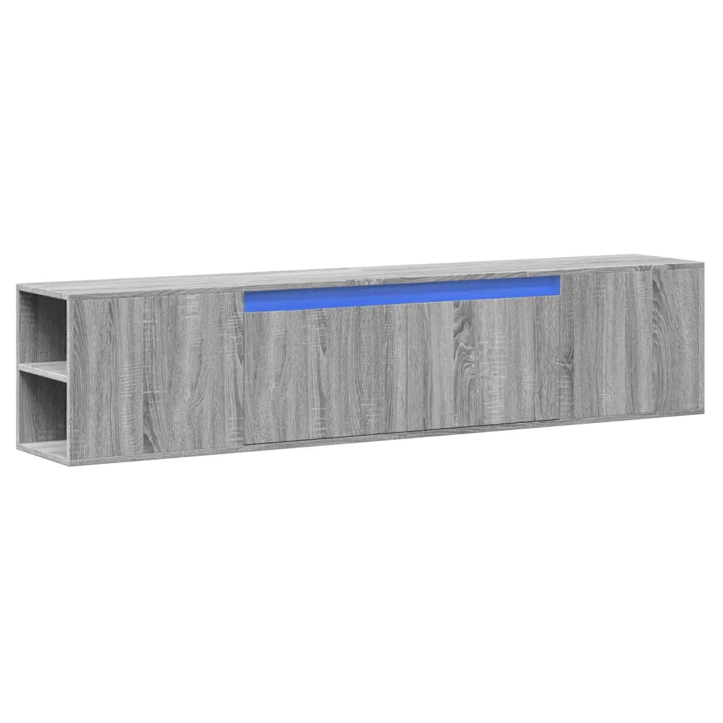 Mobile TV a Parete con LED Grigio Sonoma 180x31x39,5 cm 3307959