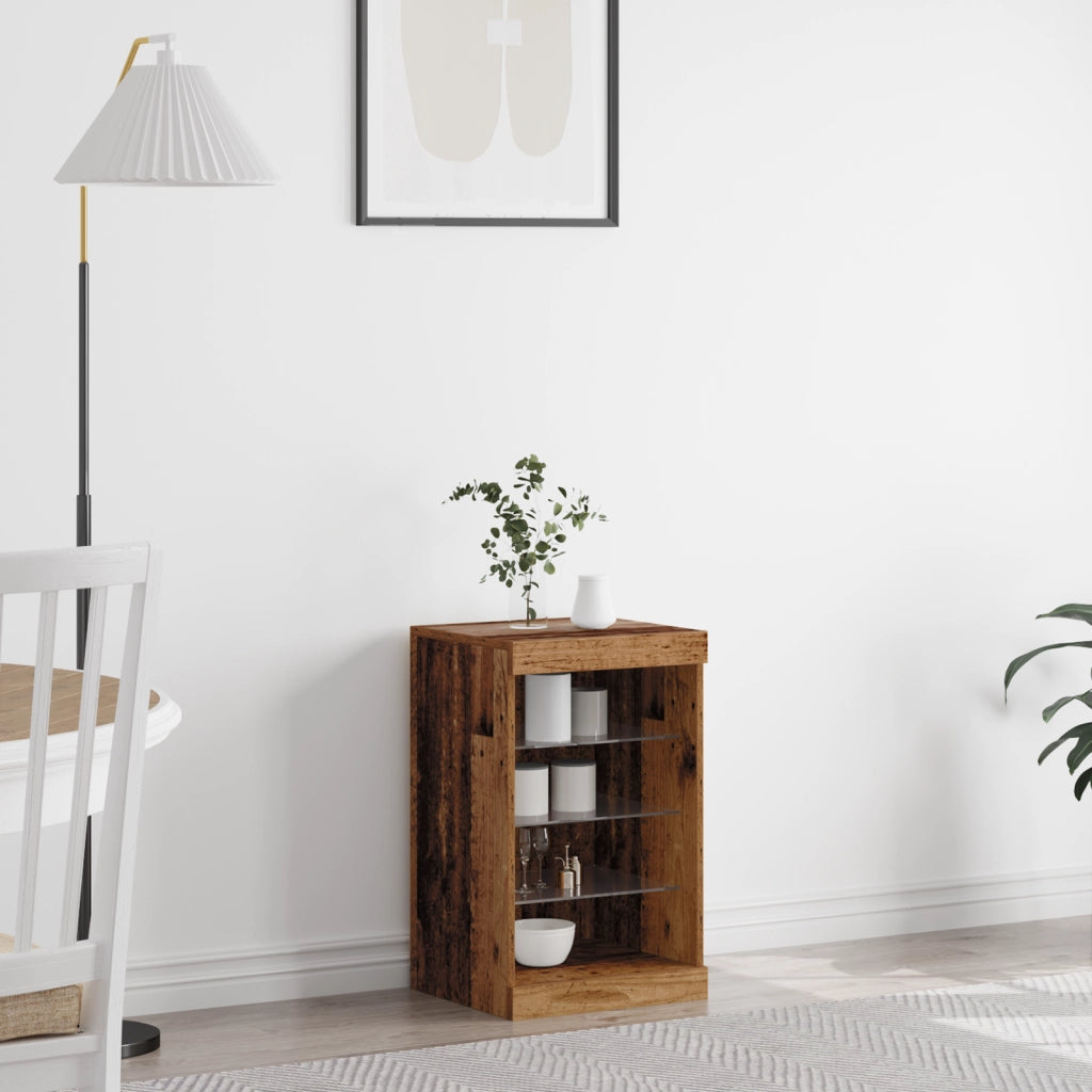 Credenza con Luci LED Legno Vecchio 41x37x67 cm