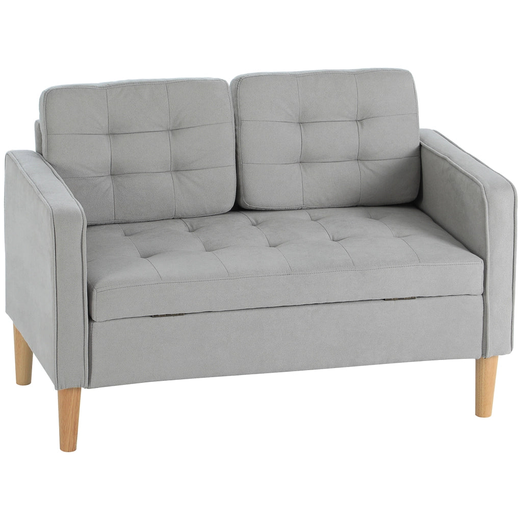 DIVANO 2 posti con vano contenitore 117x62x78 cm velluto Grigio Chiaro
