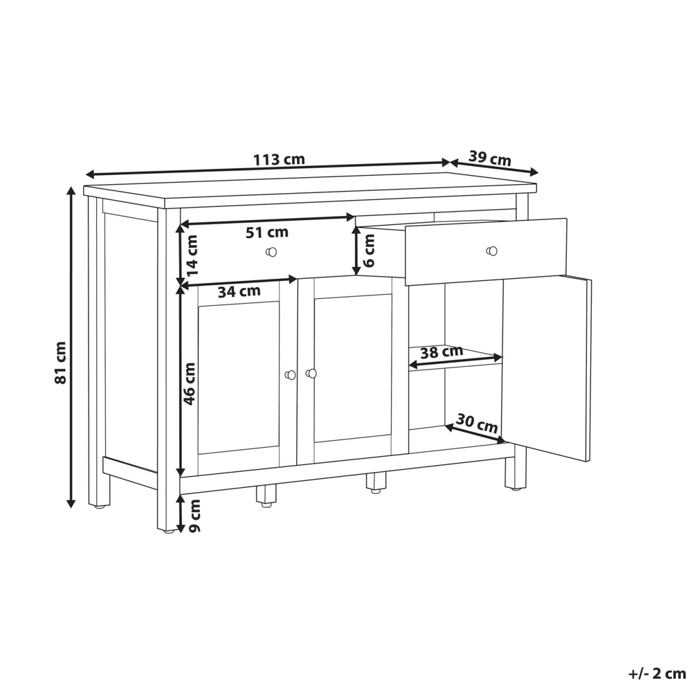 Credenza minimalista con 2 cassetti 3 ante in legno naturale e bianco Soggiorno camera da letto