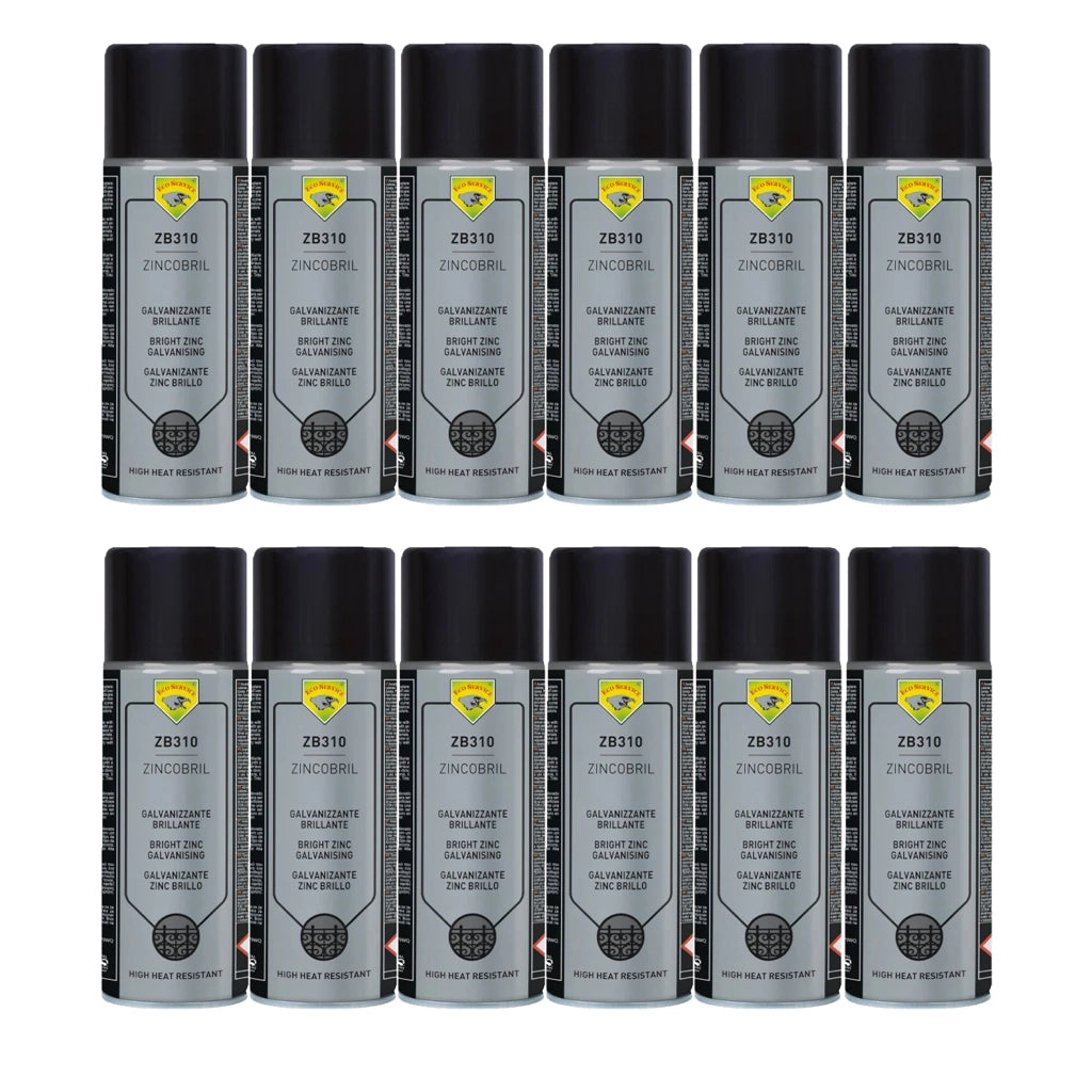 12x Zincobril Spray Zincante Galvanizzante Brillante Antiruggine 400ml - Es Zb310