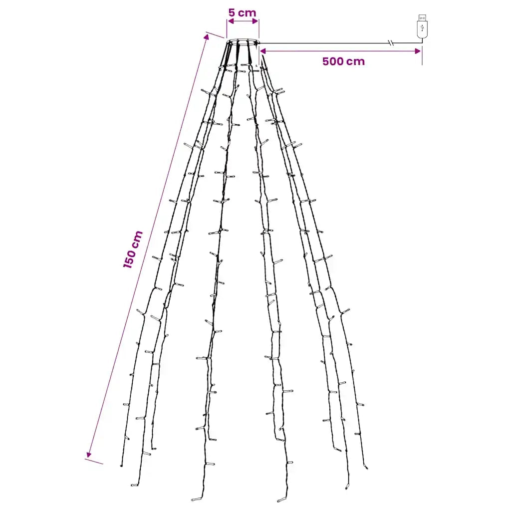 Rete di Luce per Albero di Natale 150 LED Bianco Freddo 150 cm 328864