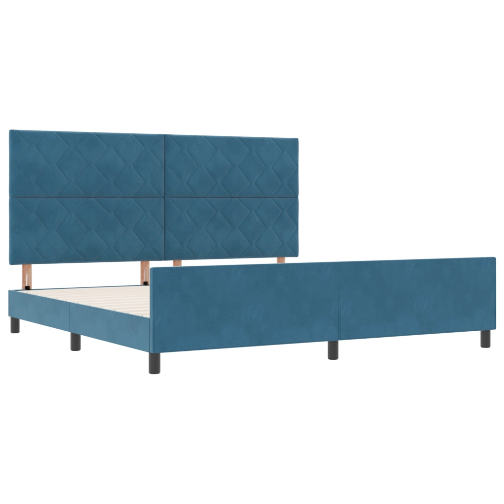 Letto Blu Scuro 200x200 cm in Velluto