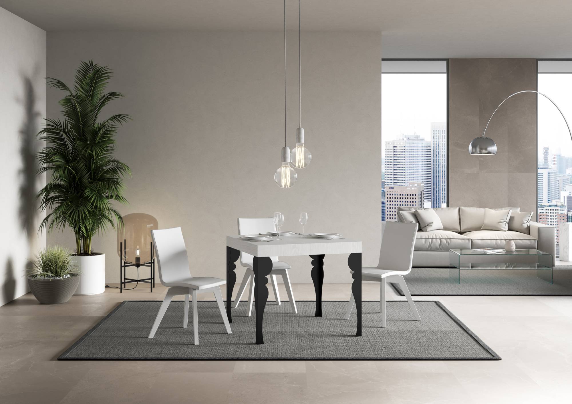 Tavolo Allungabile 90/246x90x77 cm Paxon Premium Bianco Frassino