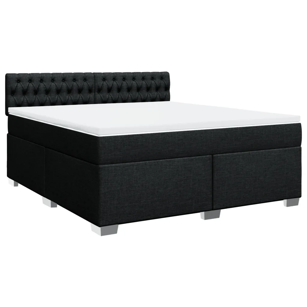 Giroletto a Molle con Materasso Nero 180x200 cm in Tessuto