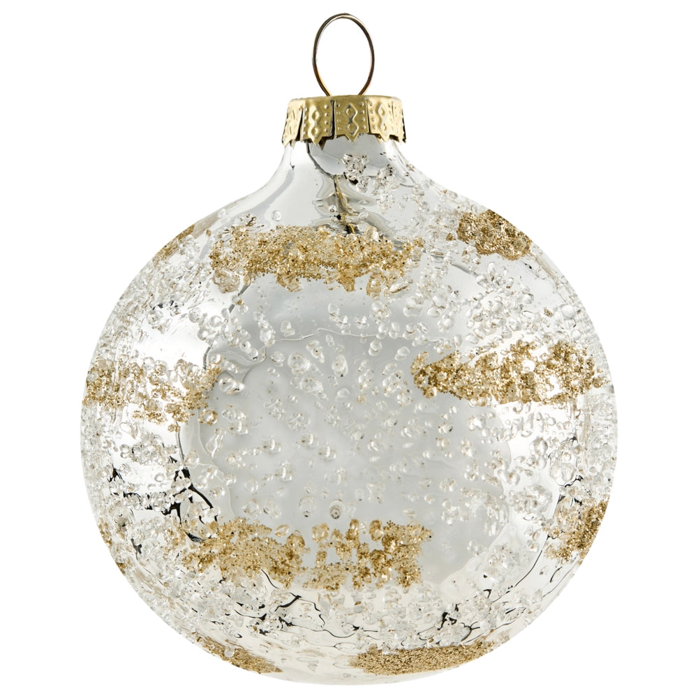 Set di 25 palline di Natale in vetro da appendere all'albero di Natale in stile tradizionale glamour trasparente e dorato