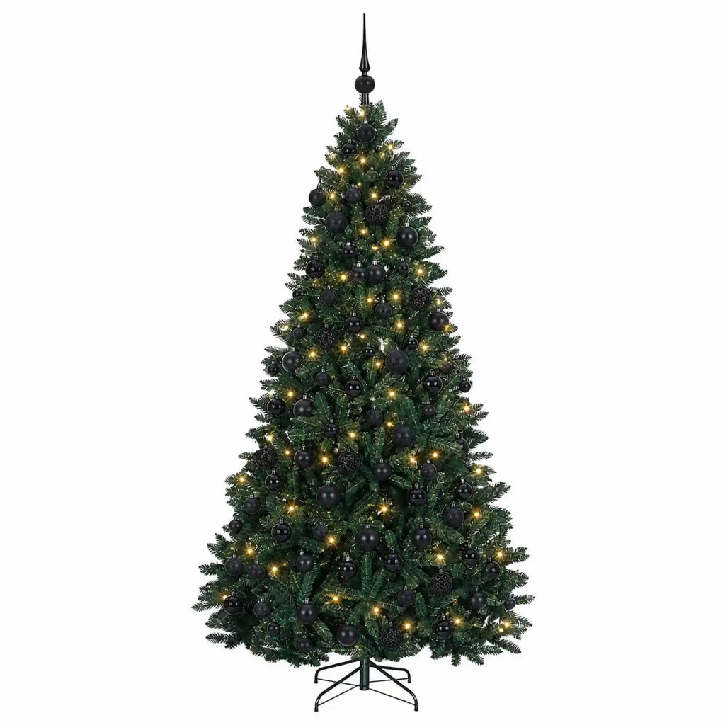 Albero di Natale artificiale verde scuro con palline 180 cm 3466462