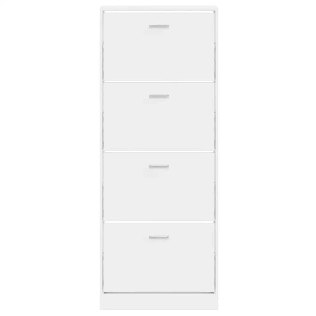 Scarpiera Bianco Lucido 59x17x150 cm in Legno Multistrato 342522