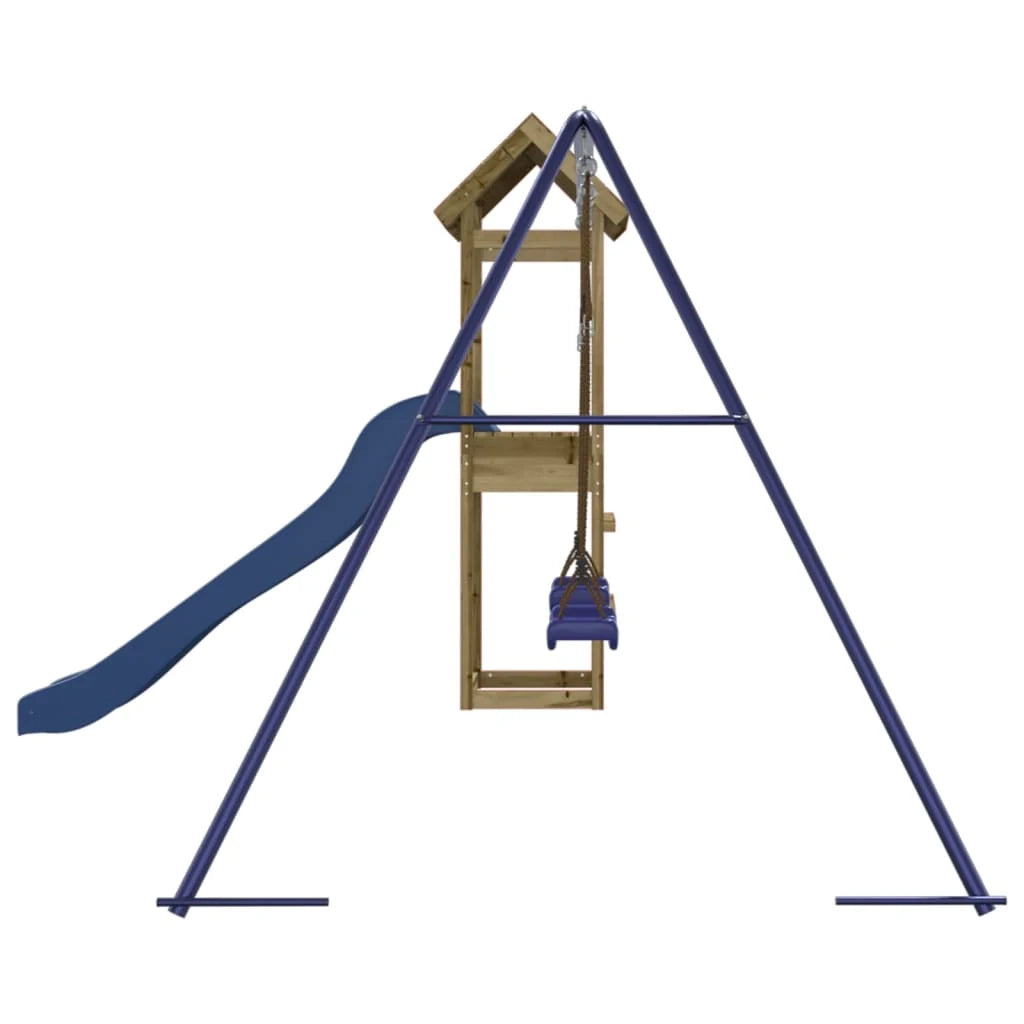 Altalene per parco giochi all'aperto scivolo altalene robuste giochi da giardino 308 x 315 x 194 cm legno di pino impregnato 02_0004738