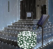 Luci di Natale catena da esterno 20 mt di 200 micro LED a ricarica Solare e USB luce Fredda cavo Verde