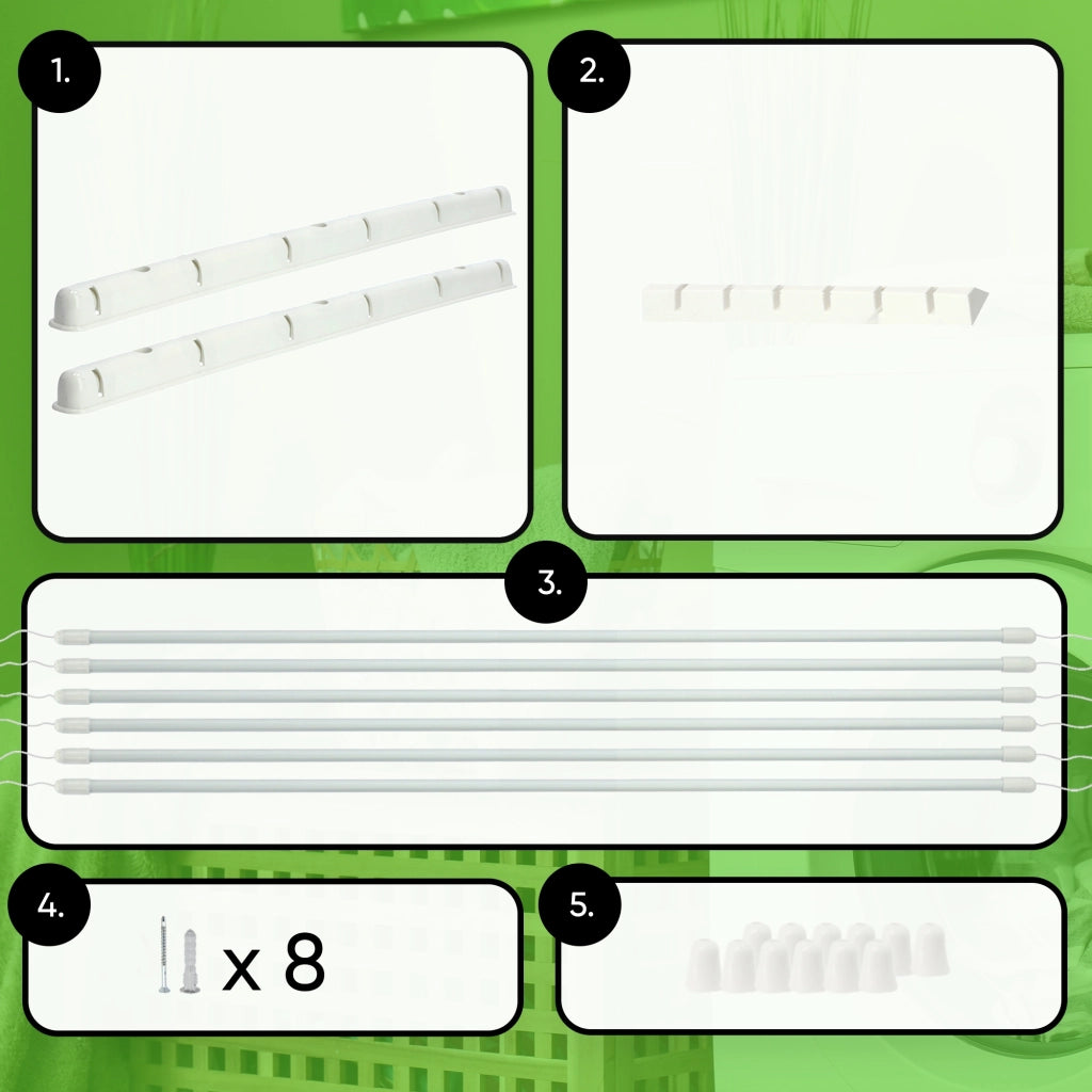 Stendibiancheria da soffitto KADAX per bagno, 6 barre, 90 cm, resistente e robusto.
