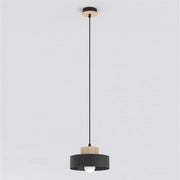Lampada a sospensione KIVI in acciaio nero e legno