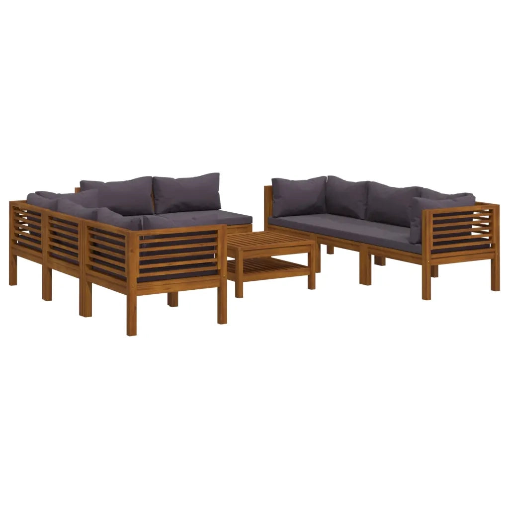 Set Divani da Giardino 9 pz con Cuscini in Massello di Acacia 3086904