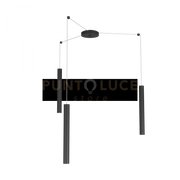 ROUND TUBE SOSPENSIONE 3 LUCI NERO CAVO CM.250 CON BASE 1174-S3-NE