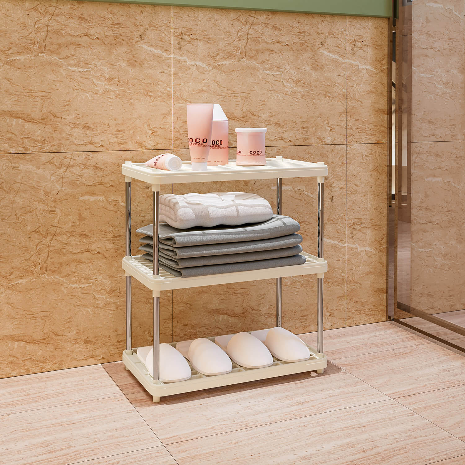 Scaffale 3 Ripiani 42x22x55 cm in Metallo e Plastica Will Silver/Bianco