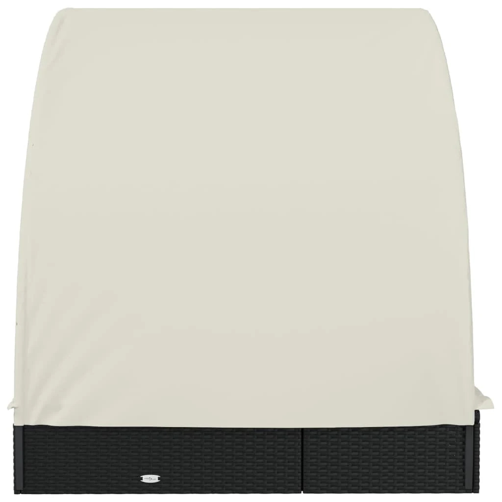 Lettino prendisole/sdraio per 2 persone con tettuccio rotondo 211 x 112 x 140 cm nero 02_0012193