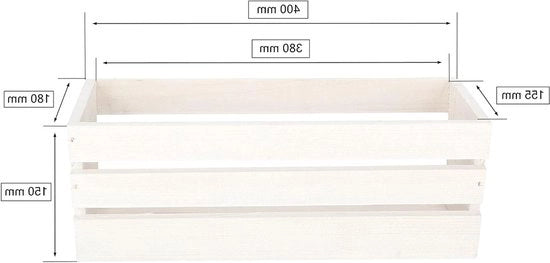 Wamat kruidenbak van hout - lange balkonbloembak 400 x 180 x 150 mm bianco
