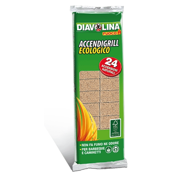 ACCENDIGRILL ECOLOGICO 'DIAVOLINA' 24 cubi - 24 pezzi- DIAVOLINA
