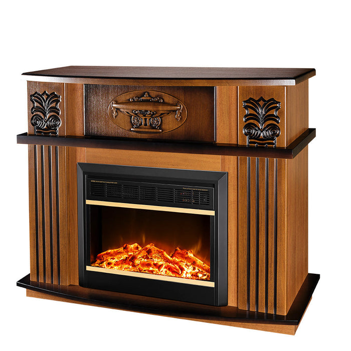 Camino Elettrico da Pavimento 96,3x120x31,8 cm Effetto Fiamma 1500W Roma mini & Mars Noce