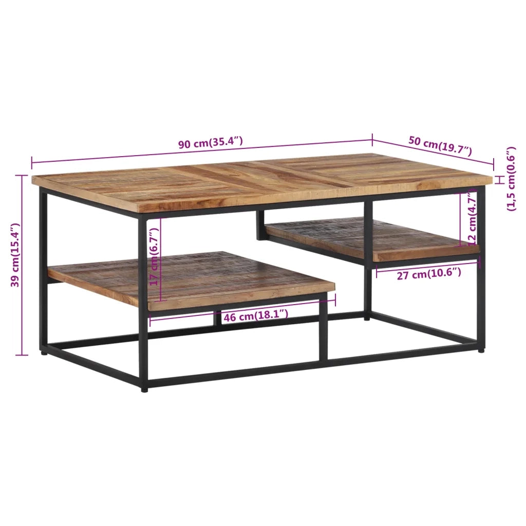 Tavolino da Salotto-Tavolino da soggiorno-Tavolo 90x50x39cm Massello Teak di Recupero