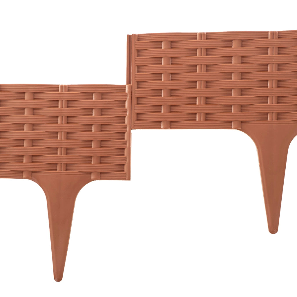 Bordura per prato KADAX, recinzione a palizzata per vialetto, terracotta, 390 cm, 5 pezzi