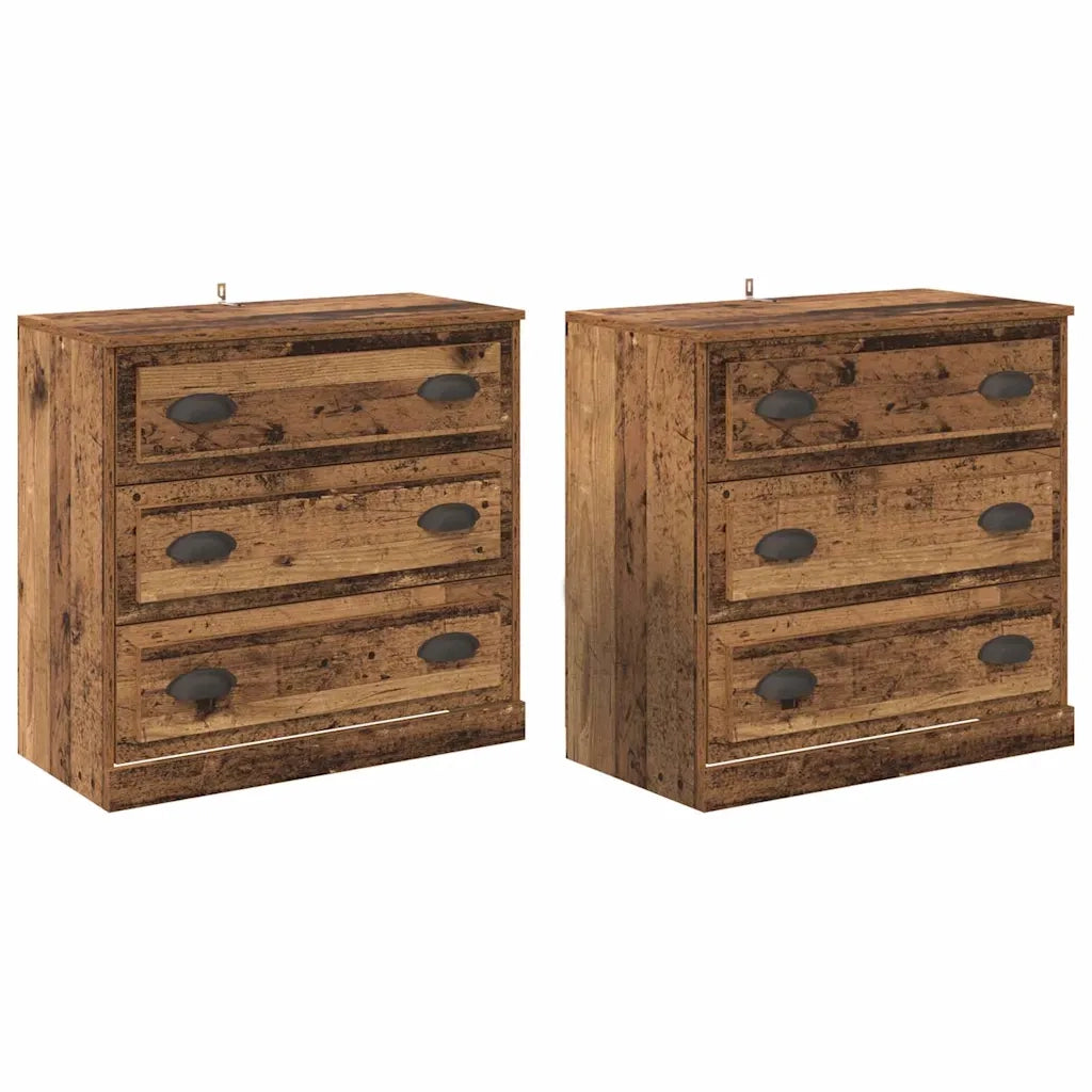Credenza | Sideboards con cassetto 2 pcs Legno vecchio 70 x 35,5 x 67,5 cm