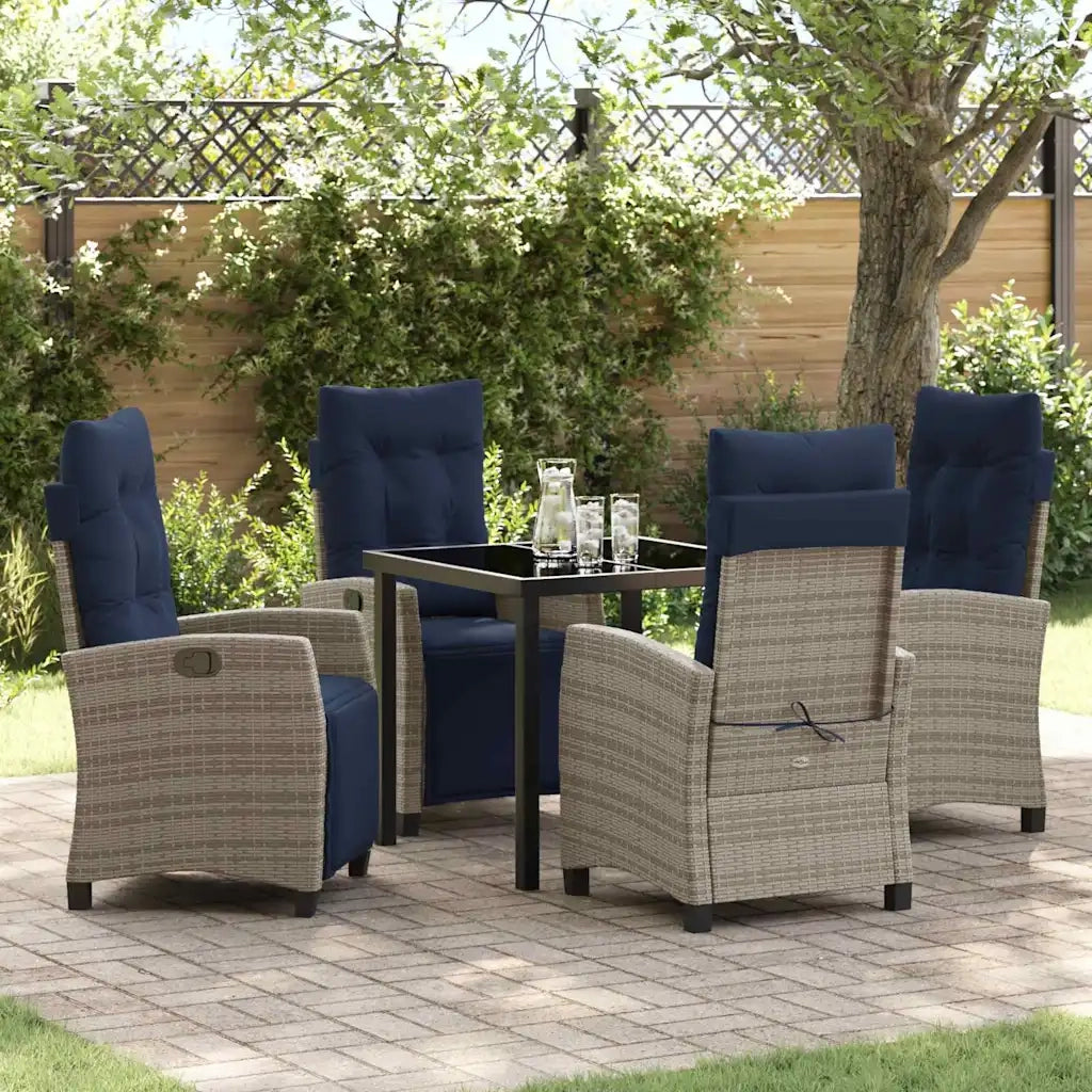 Set da Pranzo per Giardino con cuscino 5 pcs Grigio polyrattan 3380471